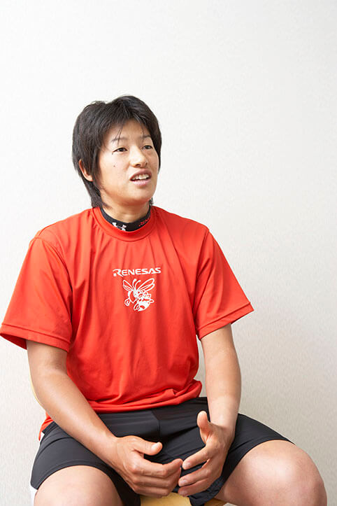 インタビューに答える、ソフトボール日本代表の上野由岐子さん
