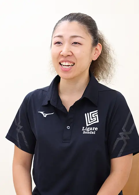 インタビューに答える、女子バレーボール リガーレ仙台 「小松 愛美」トレーナー